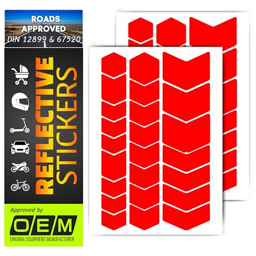DIN 67520 & ECE 104 Reflector Sticker Made with Ora FOL 5600 self-Adhesive, Waterproof, UV-Resistant, car Trailer, Motorcycle, Bicycle, Helmet, Children's Chevron (red) - color: red