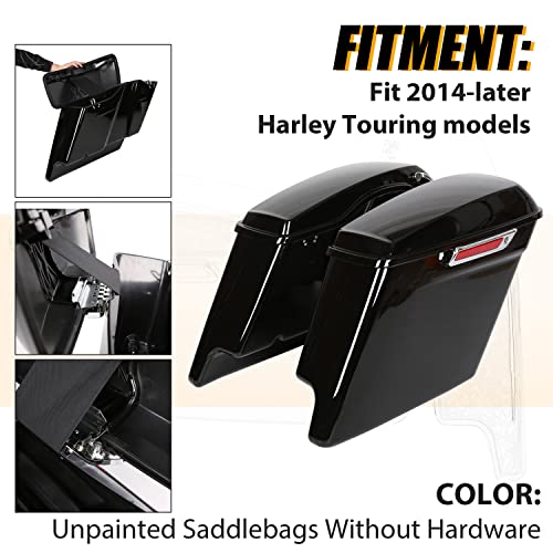 ECOTRIC 5'' Extended Stretched Saddle bag W/Latch Compatible with 2014-2024 Harley Touring FLT FLHT FLHTCU FLHRC Road King Road Glide Street Glide Electra Glide Ultra-Classic