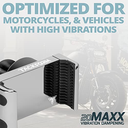 Tackform Enduro 20MAXX Vibe Chrome Phone Holder - Vibration Dampening - Grip Optimized for Motorcycle and Harsh Off Road Terrain | 20mm Aluminum Ball - color: 20MAXX VIBE CHROME