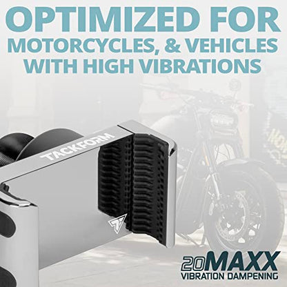 Tackform Enduro 20MAXX Vibe Chrome Phone Holder - Vibration Dampening - Grip Optimized for Motorcycle and Harsh Off Road Terrain | 20mm Aluminum Ball - color: 20MAXX VIBE CHROME