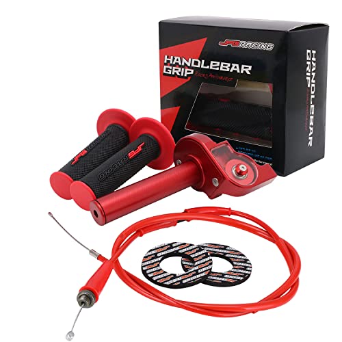 JFG RACING Motorcycle Throttle Assembly,7/8" 22mm Quick Twist Throttle Grips With Throttle Cable Aluminum Alloy Universal For CRF50 KLX SSR TTR 110 125 150 200 250cc Dirt Pit Bike ATV Mini Bike Red - color: Red, size: Normal