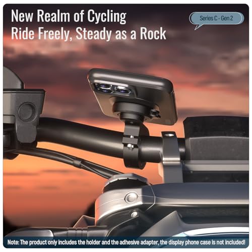 sincetop Bike Phone Mount,Motorcycle Phone Holder with Universal Adapter,Out Front Bicycle Handlebar Mount for Mountain Road EBike,Scooter,Moto,MTB,Quick Release Attach/Detach【Series C - 2nd Gen】 - color: 【2nd Gen】Handlebar Mount-Black