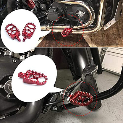 MDPROMCP CNC Motorcycle Wide Foot Pegs Aluminum 360° Roating Adjustable Suitable Compaitble with Dyna Fatboy Iron 883 Sportster 883(Red) - color: Red
