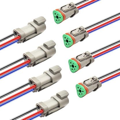 14 AWG 3 Pin DT Connector, 3 Wire Automotive Waterproof Electrical Connectors, 14 Gauge Male and Female Quick Connect Harness for Car Truck Boat -4 Pack - style: 3 Pin
