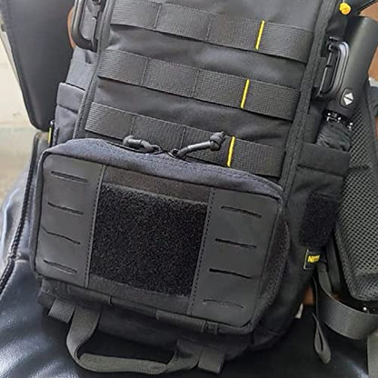 Azarxis Tactical Mini Belt Pouches, Multi-Purpose Small Battery Case Compact Utility EDC Card Slot Holder Waist Bags Military Molle Pack Sundries Storage Pack - color: #04 Black - with Waterproof Pocket