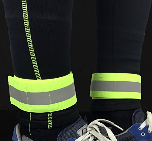 Reflective Bands for Night Walking Reflective Arm Bands for Runners Reflective Wristbands Reflective Ankle Bands Cycling Reflective Running Gear Bike Pant Leg Strap Bicycle Pants Clips - color: Green - 4 Bands