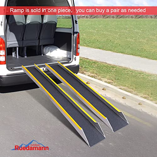 Ruedamann 60" Aluminum Shed Ramps for Lawn Mowers, 1PC 5' Long Lightweight Sturdy Non-Slip Loading Ramps with Grit-Coated Surface, Truck Bed, Motorcycle, ATV, UTV, Trailer, 600 lbs Capacity - size: 60'' - 600 lbs