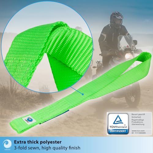 valonic Condor - Soft Loop tie Down Straps Heavy Duty - 2 Pack, 7716lbs, 1.4" x 18", Double Stitched, Green - for Motorcycle Handlebar