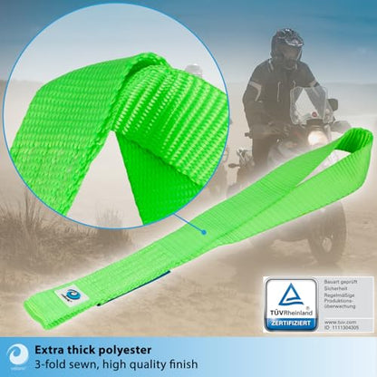 valonic Condor - Soft Loop tie Down Straps Heavy Duty - 2 Pack, 7716lbs, 1.4" x 18", Double Stitched, Green - for Motorcycle Handlebar