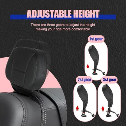 Adjustable Rider Driver Backrest, Detachable Plug-in Rider Backrast 1997-2026 Fit for Harley Davidson Touring Street Glide Road Glide Ultra Limited Electra Glide Road King CVO 2009-2026 - color: Black