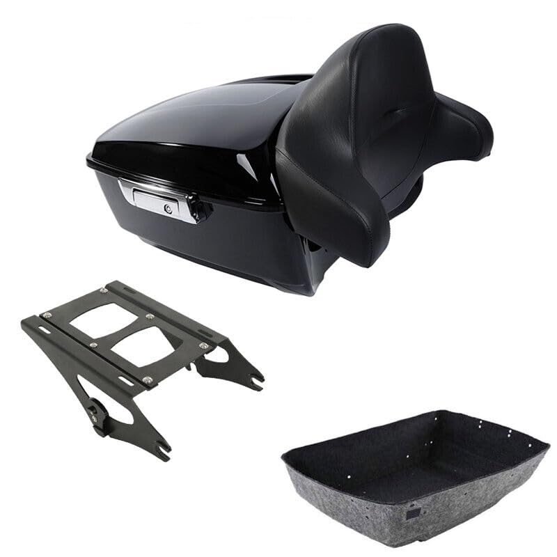 TCMT King Motorcycle Trunk Box Backrest 2 Up Mounting Rack For Harley 2014-2025 Touring CVO Road King Road Glide Street Glide Electra Glide Pack - color: Style A Black 2 Up Rack#2