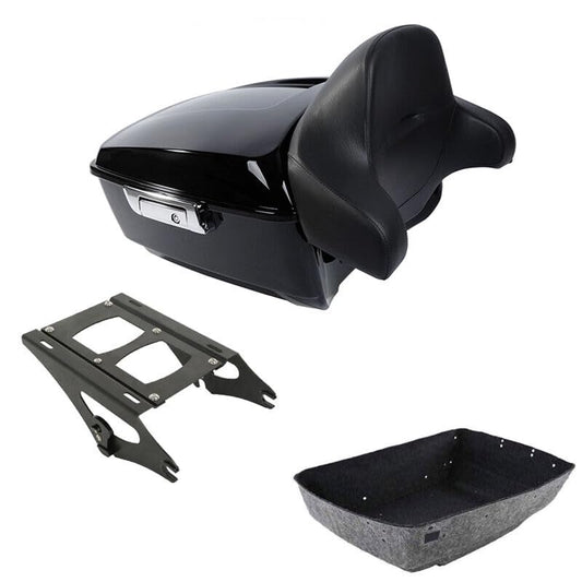 TCMT King Motorcycle Trunk Box Backrest 2 Up Mounting Rack For Harley 2014-2025 Touring CVO Road King Road Glide Street Glide Electra Glide Pack - color: Style A Black 2 Up Rack#2