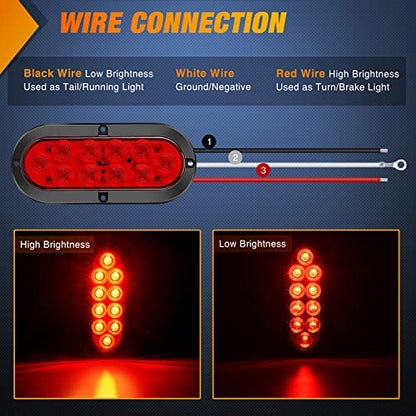 Nilight 6 Inch Oval Red LED Trailer Tail Light Surface Mount 2PCS 10 LEDs Waterproof Stop Brake Turn Trailers Lights for Truck RV Boat Bus Lorry Camper Van Caravan - color: Red Lights Screws 2PCS
