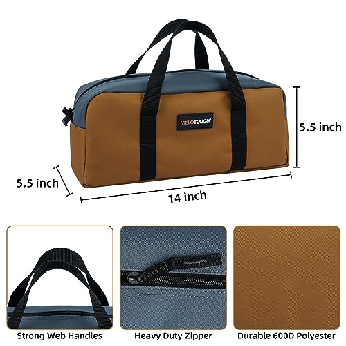MELOTOUGH Tool Tote Bag Canvas Tool Bag with Zipper Utility 14 Inch Small Tool Storage Bags for Electrician,HVAC,Plumbing,Technician(Black & Grey) - color: B & G