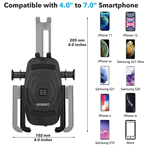 Motorcycle Phone Mount, Aluminum Alloy Scooter Cellphone Holder Moped Rearview Mirror Smartphone Universal Mount for 4.0''-7.0'' Smart Devices, 10mm Diameter, 360° Rotation, Quick Release - color: Aluminium Alloy