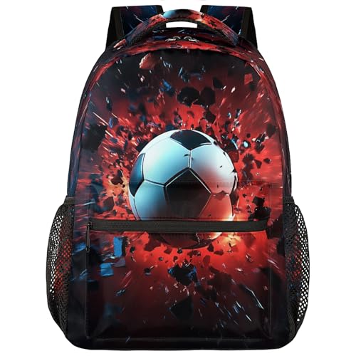 Backpack for Women Men, Soccer Football Waterproof Backpack with Laptop Compartment, Lightweight Carry On Backpack for Travel, Work, Picnic - color: Soccer Football