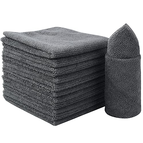 SINLAND Microfiber Cleaning Cloth Super Absorbent Kitchen Dish Cloths Quick Dry No Streak Dish Rags Glass Cloths 12inchx12inch 12 Pack Grey - color: Grey