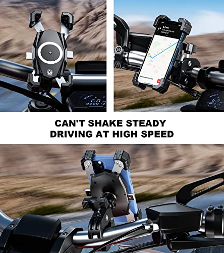 Kewig Motorcycle Phone Mount, Bike Phone Mount Upgrade Quick Install Handlebar Clamp, Bike Phone Holder for Scooter Clip Mount for 4.0-6.9" Phone