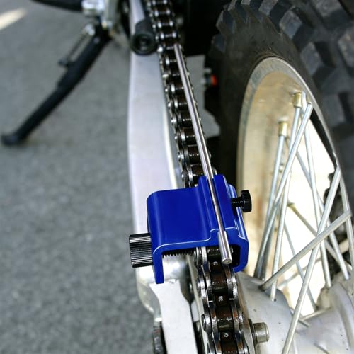 Chain Alignment Tool for Motorcycle, Professional Aluminum Alloy Sprocket Chain Adjustment Tool, Quick & Accurate Alignment Tools for ATV Scooter Dirt Bike Chains Maintenance (Blue) - color: Blue