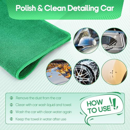 2PCS Clay Towel Auto Detailing, Clay Bar Towel Cloth Auto Detailing for Car (12 x 12 in) (Green) - color: Green