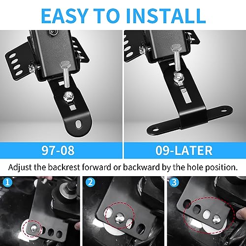 AUFER Motorcycle Adjustable Plug-in Driver Backrest Rider Backrest Compatible With For Harley Touring Models Road King FLHR Street Glide FLHX Road Glide FLTR Electra Glide FLHT 1997-2026 Back Rest - size: Grid Style (Black)