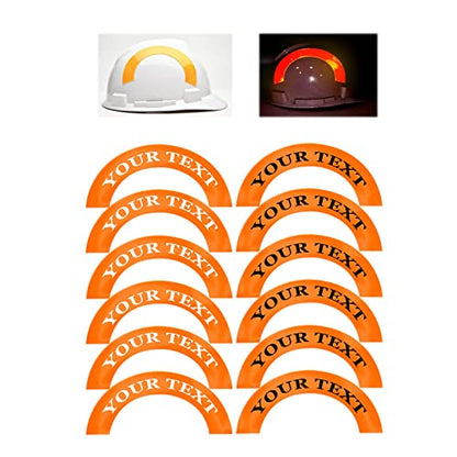 Customizable Reflective Helmet Strips - Reflective Tape & Stickers for Hardhats - Waterproof High Visibility - 12pc - color: Orange Arc