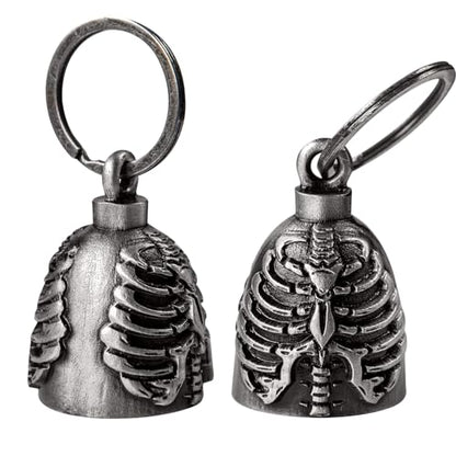 Dream Apparel Motorcycle Bell Guardian Angel Drive Away Gremlin, Biker Bell for Men Women Rider Riding, Good Luck Gift - style: Chest Skeleton