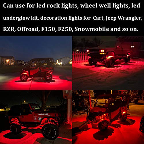 6 Pods LED Rock Lights for Jeep ATV UTV SUV RZR Off Road Ranger Pioneer Wheeler Truck Boat Underbody Glow Trail Rig Lighting Lamp Underglow LED Neon Lights Waterproof 12V-24V - Red - color: Red, size: 6Pack LED Rock Light