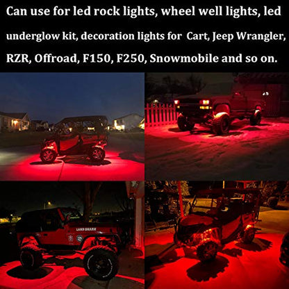 6 Pods LED Rock Lights for Jeep ATV UTV SUV RZR Off Road Ranger Pioneer Wheeler Truck Boat Underbody Glow Trail Rig Lighting Lamp Underglow LED Neon Lights Waterproof 12V-24V - Red - color: Red, size: 6Pack LED Rock Light