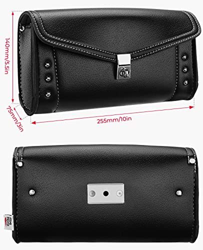 KEMIMOTO Motorcycle Windshield Bag 10" Windscreen Studded Pouch Compatible with Road King 1995-2019 2020 2021 2022 2023 2024 Softail Storage Tool