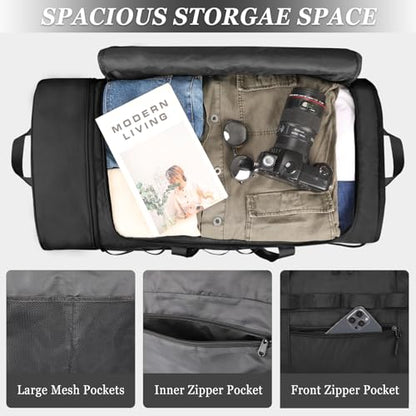 Rolling Duffle Bag with Wheels, 85L Expandable Rolling Duffel Bag for Travelling, Extra Large Foldable Carry on Travel Duffle Bag for Men - color: Black