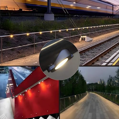 LED Railing Light - Flat Surface‌, 1W 12V DC, Recessed Rail Lights, IP65 Waterproof, Horizontal Curved Convex Plane Step Stair Handrail Lighting,Warm White 3000K (1 Pack)
