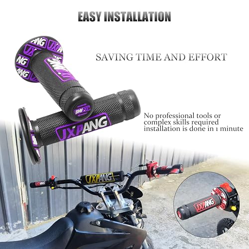 7/8" Motorctcle Handlebar Grips, Non Slip Dirt Bike Hand Handlebar Glue Left & 22mm Right & 24mm Universal for Motercross Most Pit Bike ATV UTVKLX KX EXC XC SX CRF CR YZ WR - color: Style-A-Purple