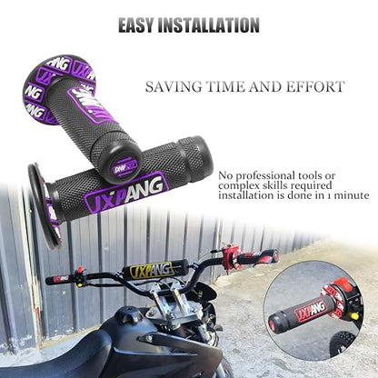 7/8" Motorctcle Handlebar Grips, Non Slip Dirt Bike Hand Handlebar Glue Left & 22mm Right & 24mm Universal for Motercross Most Pit Bike ATV UTVKLX KX EXC XC SX CRF CR YZ WR - color: Style-A-Purple