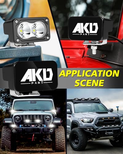 LED Pods with Wiring Harness & Black Covers 3 Inch 40W Spot CREE LED Pod Lights Small Off Road Driving Lights Fog Light 2 Packs for Trucks Motorcycle UTV ATV SUV Dirt Bike - color: White