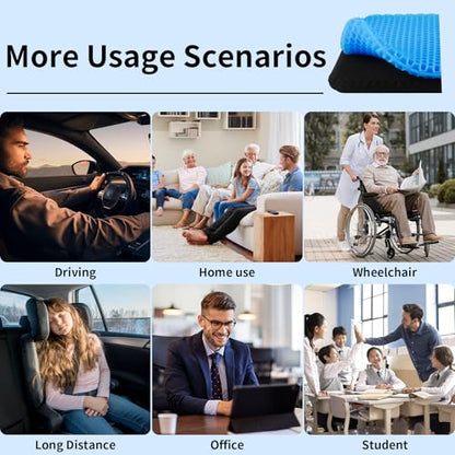 Gel Seat Cushion, Cooling Honeycomb Cushion for Long Sitting, Tailbone & Coccyx Pain Relief, Ergonomic Office Chair Pad, Breathable for Car Seat & Wheelchair(Blue) - color: Blue