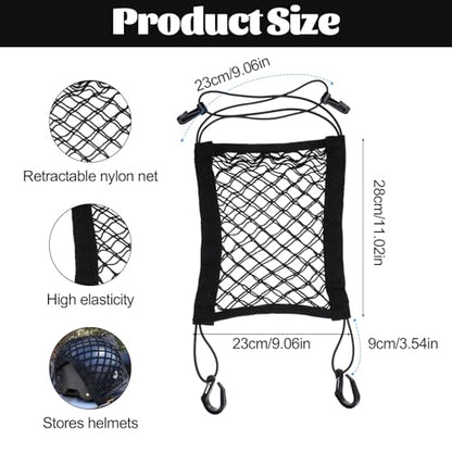 2PCS Motorcycle Bungee Cargo Net, Universal Elastic Automotive Small Cargo Net, Double Layer Storage Bungee Nets, Upgrade Bike Cargos Nets with Adjustable Hooks, 11" x 9"