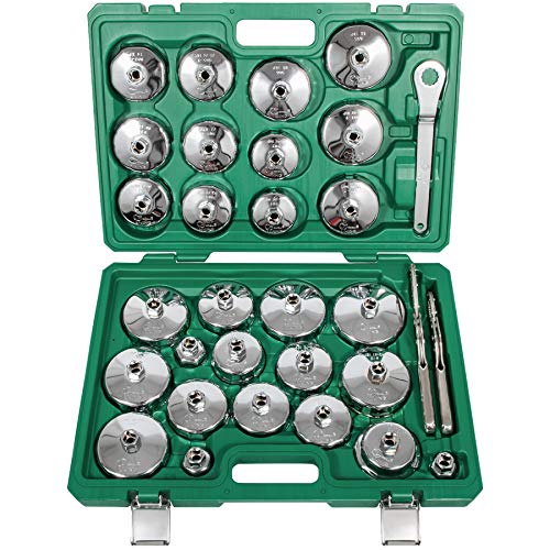 Oil Filter Wrench Set, 31PCS Oil Filter Socket Set, Oil Filter Cap Removal Tool, 1/2" Drive Stainless Steel 27mm 32mm 36mm 64mm-101mm Compatible with Volvo, BMW, Toyota, Nissan, etc