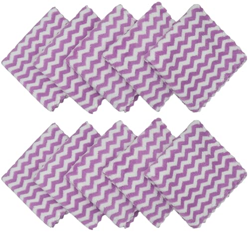 Microfiber Cleaning Cloth, 10 Pack Microfiber Rags,12inx12in,Purple | Lint Free Dish Cleaning Cloths, Fast Drying Dish Rags For Cleaning, Absorbent Washcloths - color: Purple