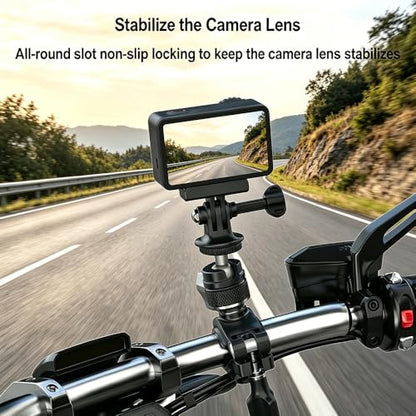 Bike Motorcycle Handlebar Mount with Metal Ball Head 1/4" Screw for GoPro Max Hero 13 12 11 10,DJI Osmo 360/Nano,Action 6/5/4,Procket 2/3,Insta360 X5 X4 X3 GO 3 Ace Pro GO Ultra Camera Clamp