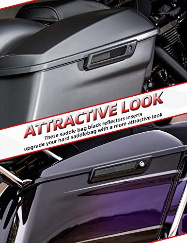 Amazicha Black Reflectors Hard Saddle Bag Latch Cover Reflectors Compatible for Harley Touring Street Glide Electra Glide Road Glide Road King 2014-2024 - color: Black