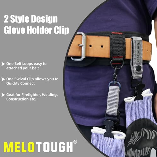 MELOTOUGH Firefighter Glove Strap | Work Glove Holder Clip with Glove Leash Swivel Snap Hook,Alligator Clip - color: Grey