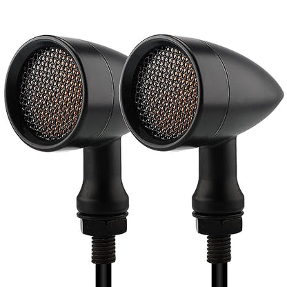 TSUNG Bullet LED Turn Signal Light Motorcycle Front Rear Indicator Small Blinker Universal for Cruiser Chopper Bobber Cafe Racer Street Bike (A-Black-Amber) - color: A-Black-Amber