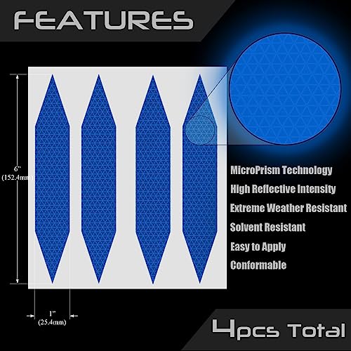 SlickMod - Reflective Hexagon Decal Sticker Stripes for Motorcycle Helmet - High Visibility Safety (3. Blue) - color: 3. Blue