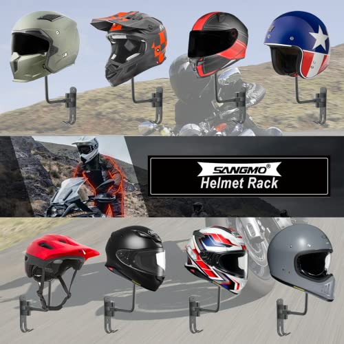 SANGMO Grey 180 Motorcycle Helmet Rack, Rotation Metal Wall Mounted Holder With 2 Hooks for Bike Coats, Caps, Baseballs (2 Pcs) - color: Gray*2