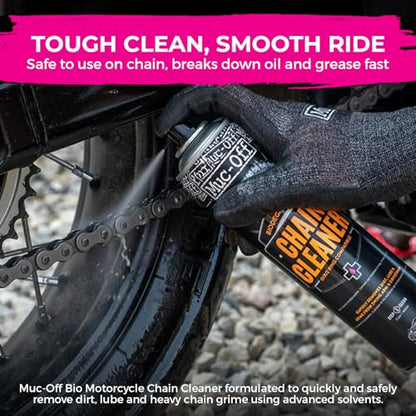 Muc-Off Motorcycle Chain Cleaner + 5x Bike Brush Kit | Motorcycle Chain Degreaser Cleaner with Chain Cleaning Brush Set | Instant Grease Cutting Formula | Easy to Use - size: 3.5 Fl Oz + 5 Brush Set