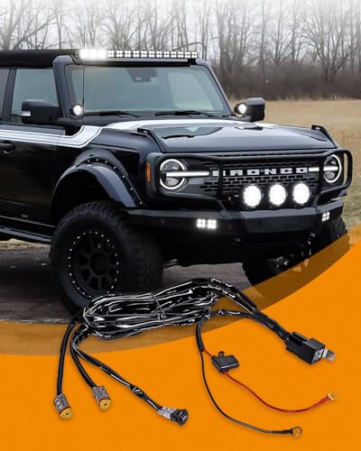 BICYACO LED Light Bar Wiring Harness Kit-16AWG Wiring Kit with 12V Relay 40A Blade Fuse On Off Flush Mounted Switch DT Connector for Off Road Flood Spot Light ATV SUV UTV Boat- 2 Lead(Triangular) - color: Light Bar Wiring Harness-2 Leads