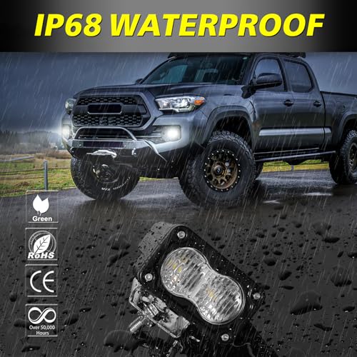 LED Pods, AKD Part 3 Inch Flood CREE LED Off Road Lights 40W Small Driving Light Pods Backup Reverse Lights Fog Pod Light 2 Packs for Truck Pickup Motorcycle UTV ATV SUV Dirt Bike Surron - color: White