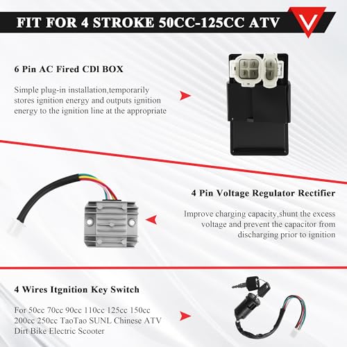 PRO BAT GY6 Full Electrics Wiring Harness W/O Waterproof Cap CDI Coil Solenoid GY6 125cc 150cc 200cc 250cc Chinese Elecric Start ATV Quad Bike Buggy Go Kart Scooter Moped Kandi - style: w/o Cap 150cc Wiring Harness（Orange Ignition Coil+Grey Rectifier）