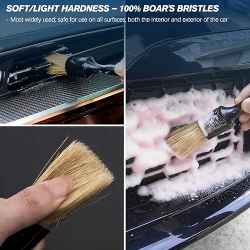 Car Detailing Brushes Set, 8-Piece Auto Detail Cleaning Brush Tool Kit in Ultra-Soft/Middle/Hard, Crevice Brush for Car Interior & Exterior, Leather, Air Vents, Emblems, Wheels Wash & Care - style: STYLE-A